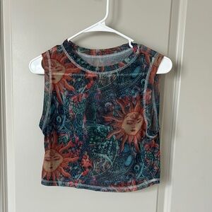 Colorful Sun and Moon Crop Top